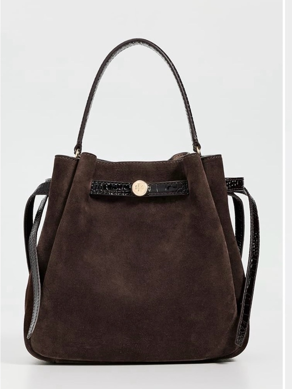 Tory Burch Romy Suede Bucket Bag.